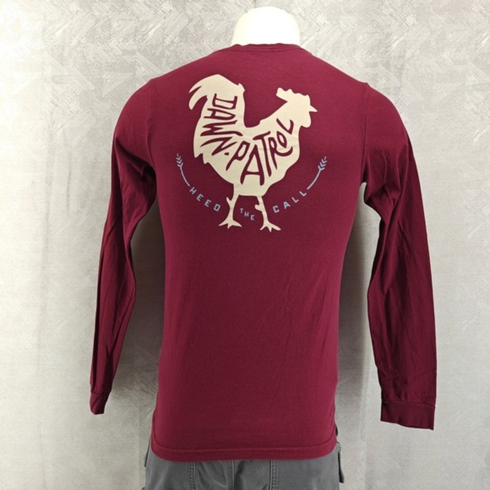 Howler Brothers Dawn Patrol Shirt Mens Small Maroon Long Sleeve Rooster‎ Graphic
